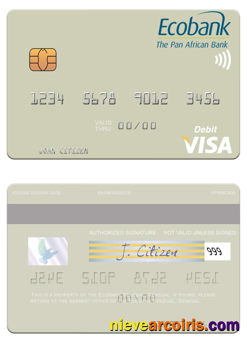 Senegal Ecobank Sénégal visa debit card